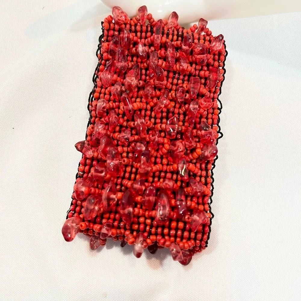 Red Beaded Stretch Bracelet